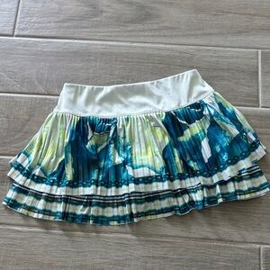 Lucky in Love Teal, Aqua & White Pleated Skater Mini Skirt